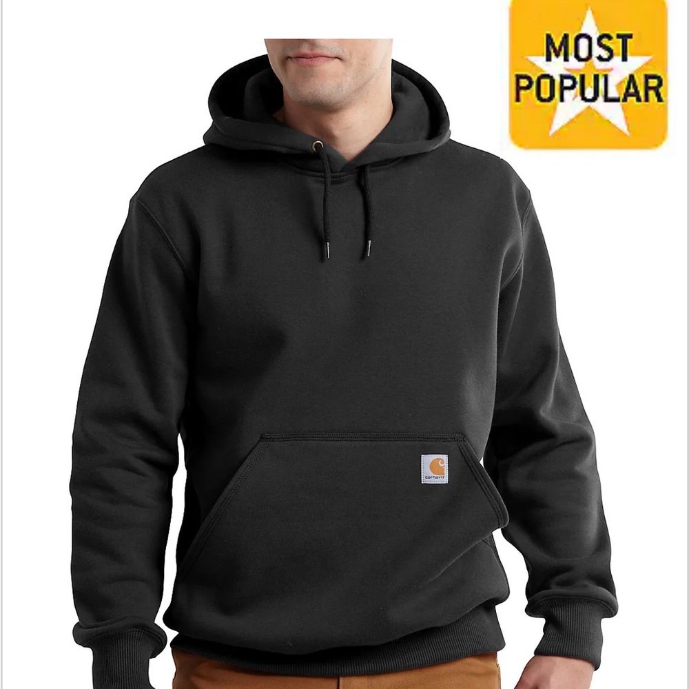 Men’s Rain Defender Carhartt hooded pullover.
